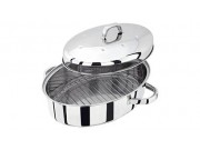 Judge Kitchen Essentials High Oval Roaster with Domed Lid and Roasting Rack (34cm x 28cm x 19cm / 13.75" x 11.5" x 7.5")